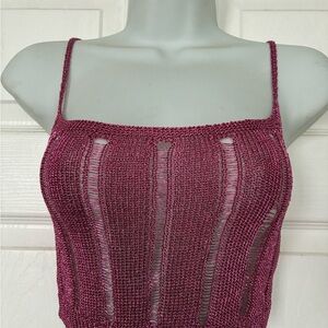 Fashion Nova Metallic Fuschia Cami Sz. Small